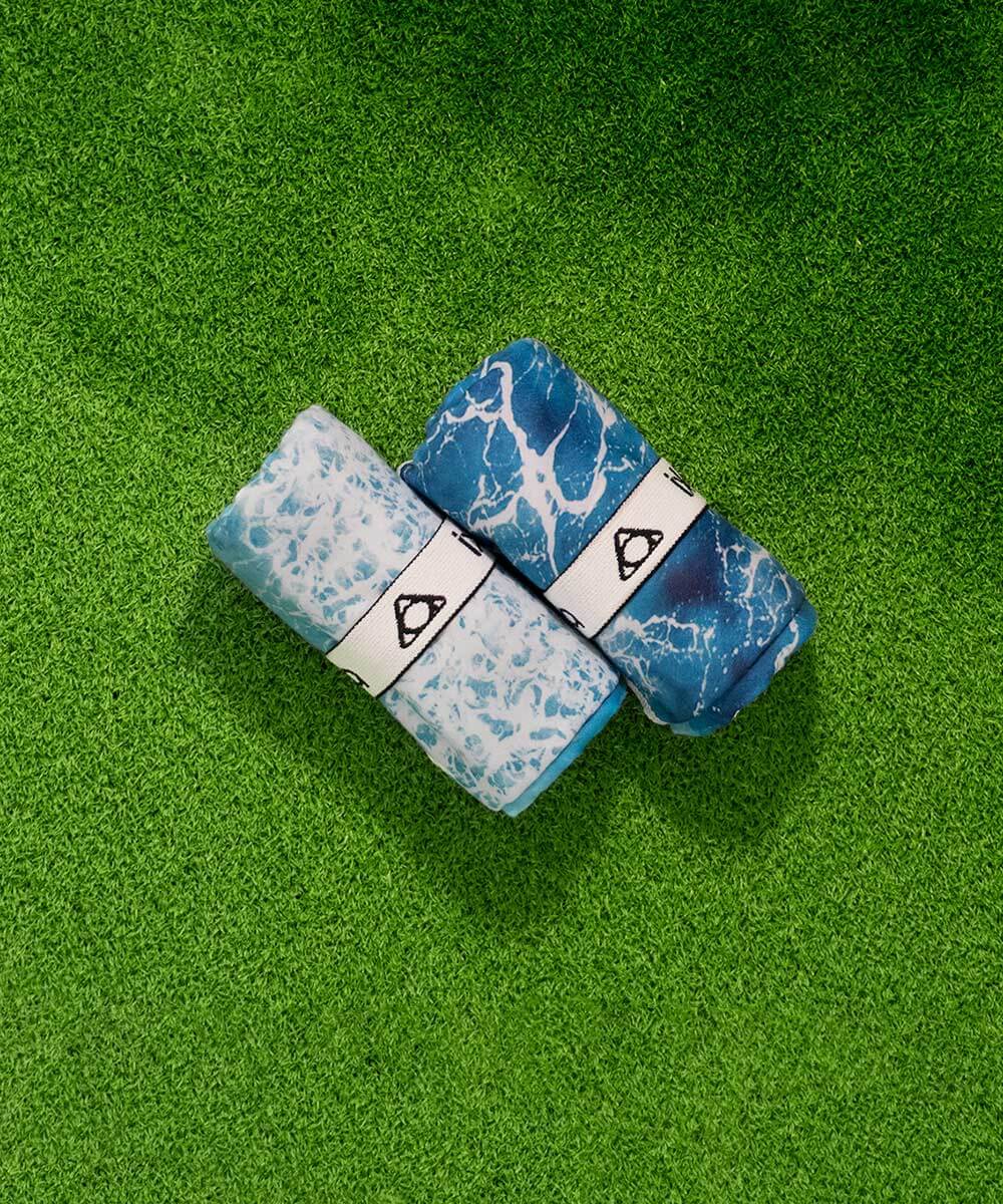 POKI海洋印花快乾運動毛巾套裝,兩款設計,輕便適合戶外活動,網袋收納